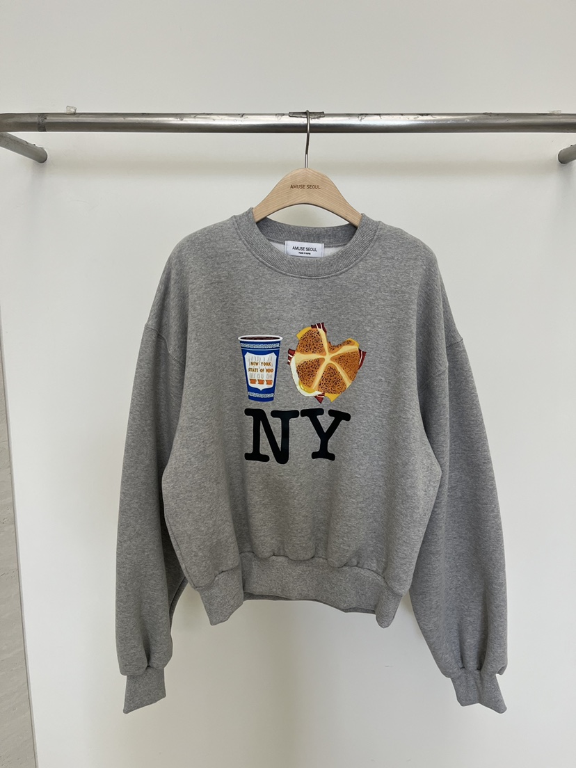 AMUSE SEOUL東大門㊣實拍女裝新品人氣25秋冬熱賣衛衣加絨AMUSE SEOUL衛衣圖色2