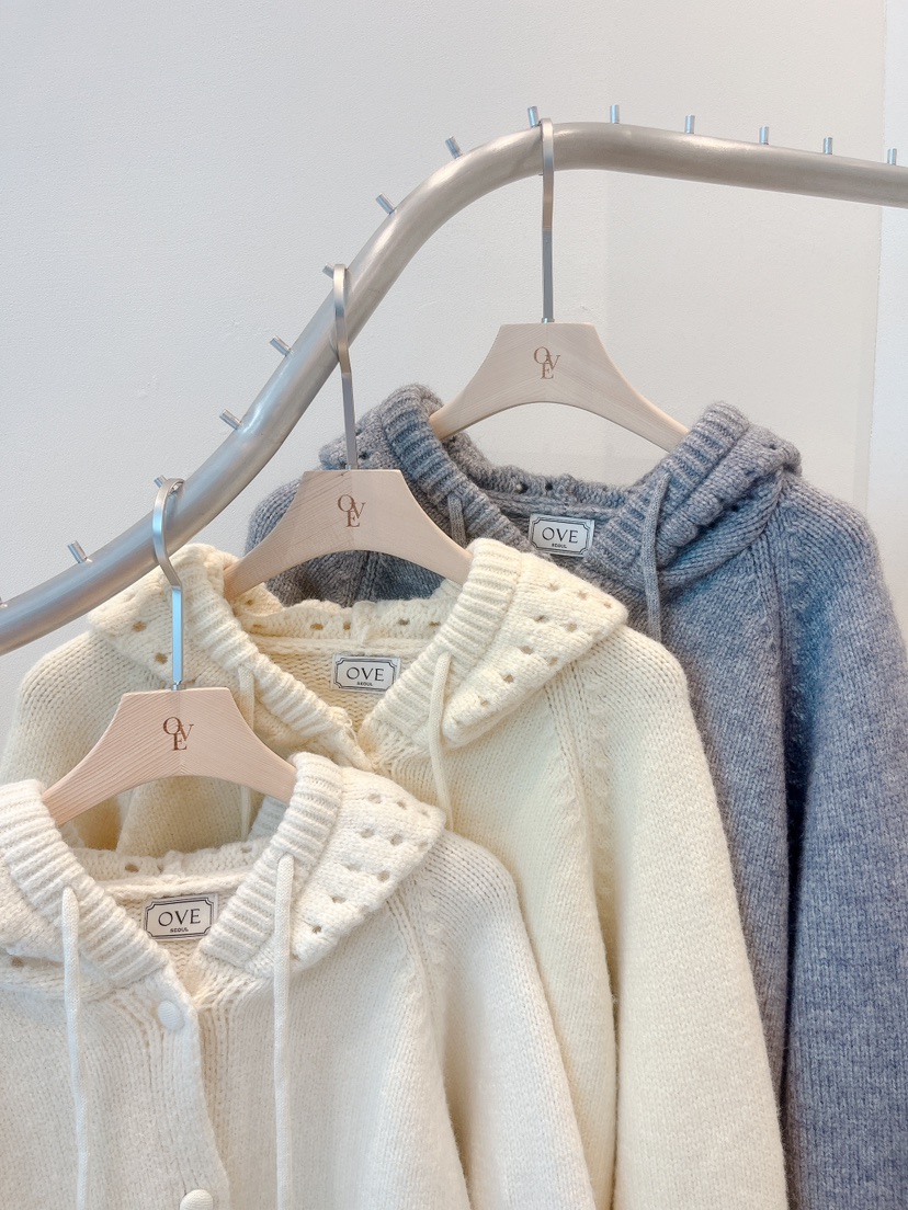 OVE東大門㊣直郵女裝新款推薦熱賣25秋冬人氣時尚針織衫連帽衫OVE針織衫