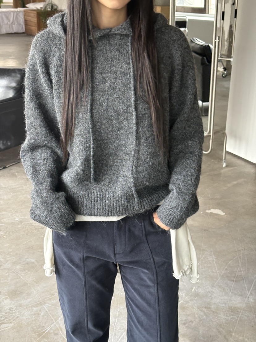 Verbena東大門㊣實拍女士新品推薦25秋冬針織衫連帽針織衫羊毛Verbena針織衫