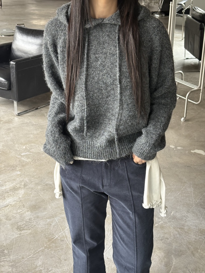 Verbena東大門㊣實拍女士新品推薦25秋冬針織衫連帽針織衫羊毛Verbena針織衫