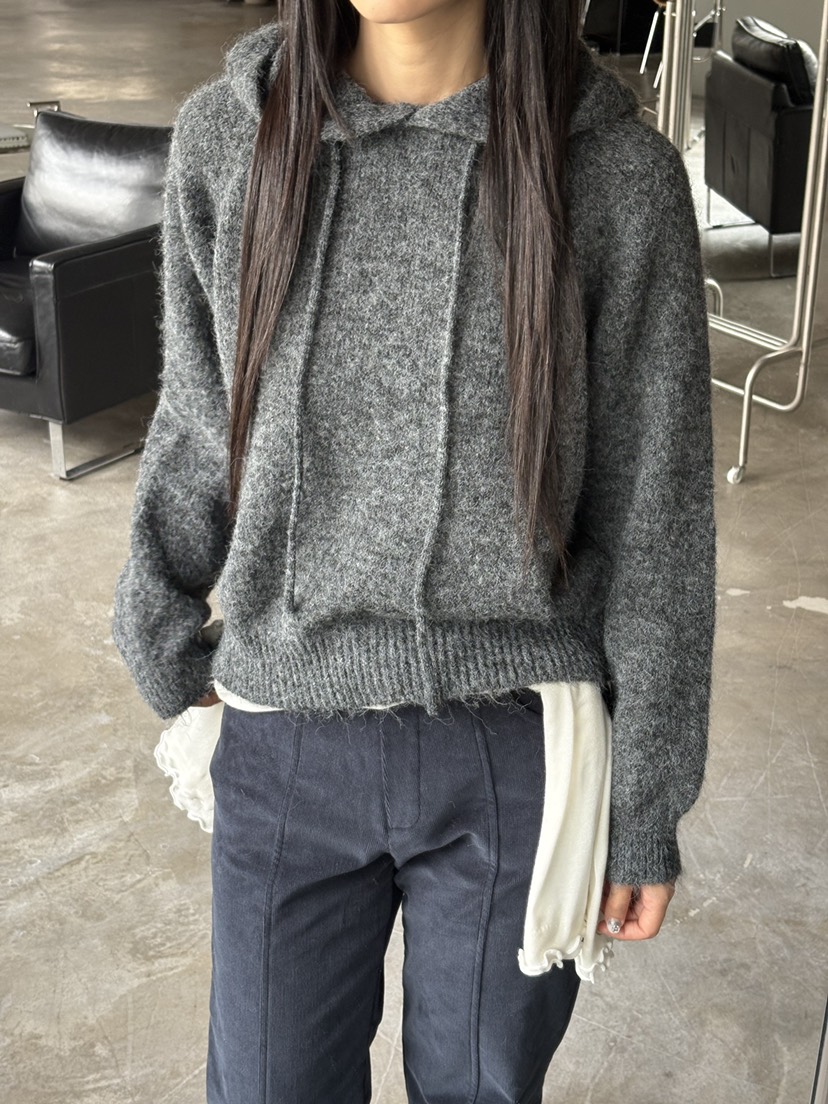 Verbena東大門㊣實拍女士新品推薦25秋冬針織衫連帽針織衫羊毛Verbena針織衫