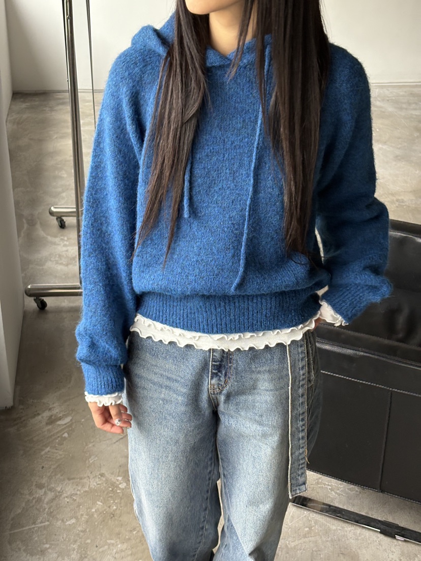 Verbena東大門㊣實拍女士新品推薦25秋冬針織衫連帽針織衫羊毛Verbena針織衫