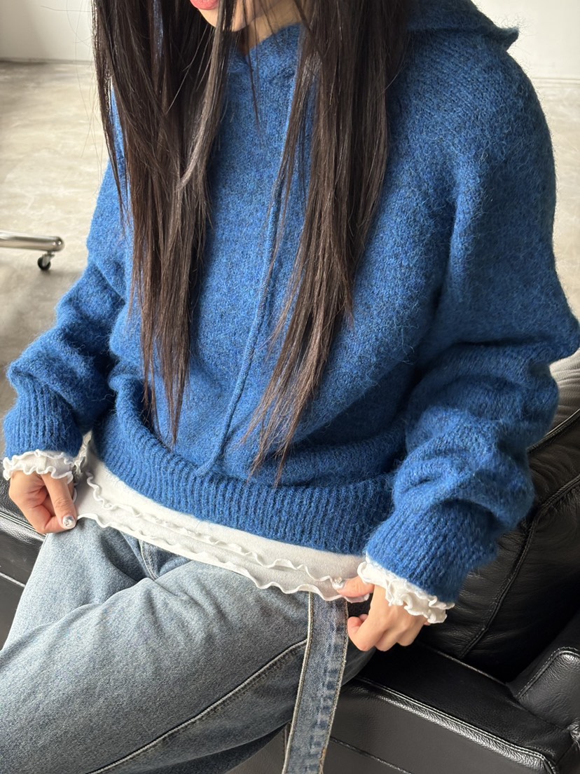 Verbena東大門㊣實拍女士新品推薦25秋冬針織衫連帽針織衫羊毛Verbena針織衫