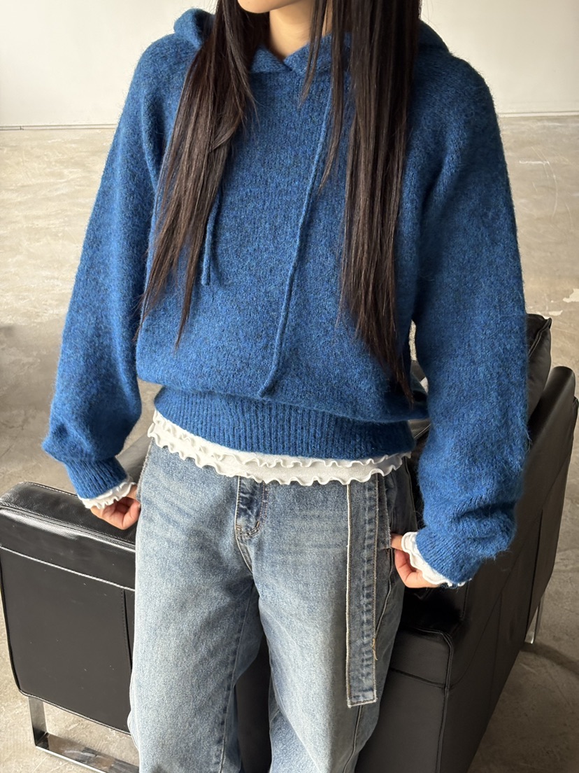 Verbena東大門㊣實拍女士新品推薦25秋冬針織衫連帽針織衫羊毛Verbena針織衫