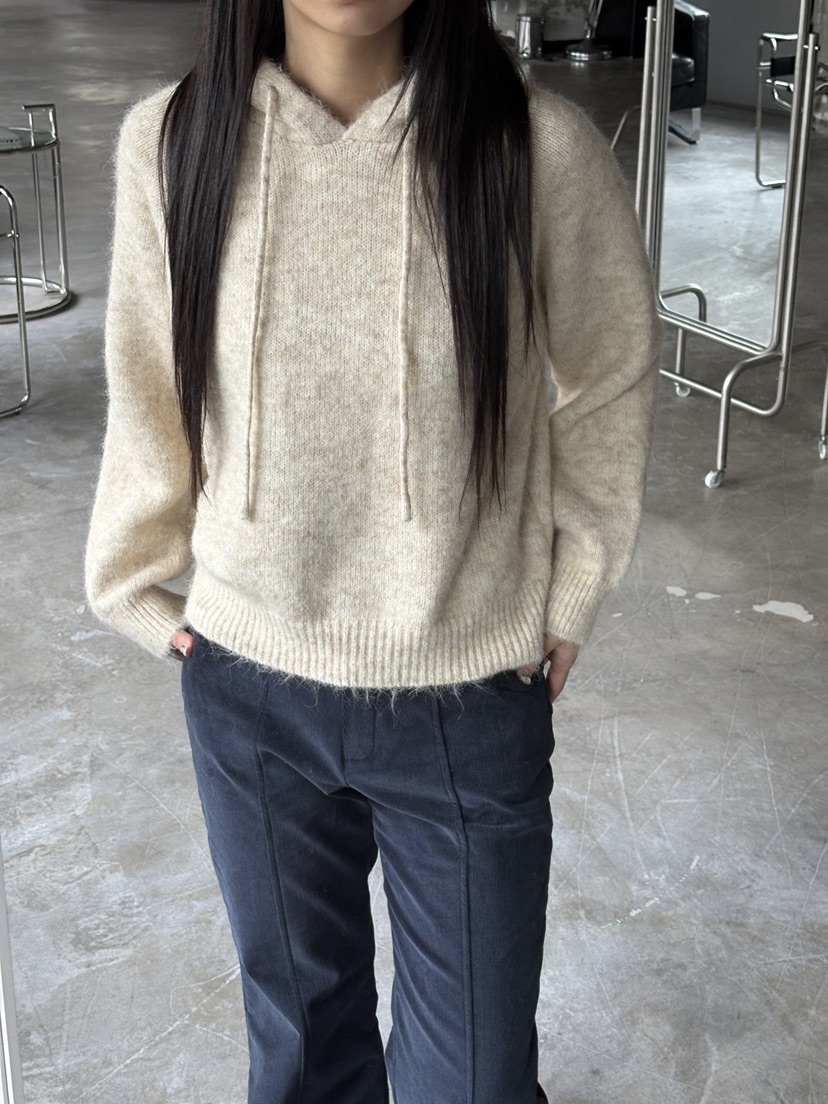 Verbena東大門㊣實拍女士新品推薦25秋冬針織衫連帽針織衫羊毛Verbena針織衫