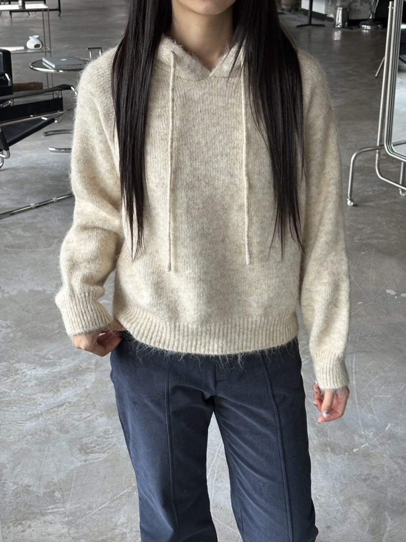 Verbena東大門㊣實拍女士新品推薦25秋冬針織衫連帽針織衫羊毛Verbena針織衫