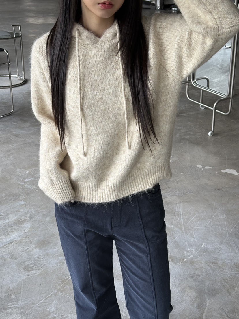 Verbena東大門㊣實拍女士新品推薦25秋冬針織衫連帽針織衫羊毛Verbena針織衫