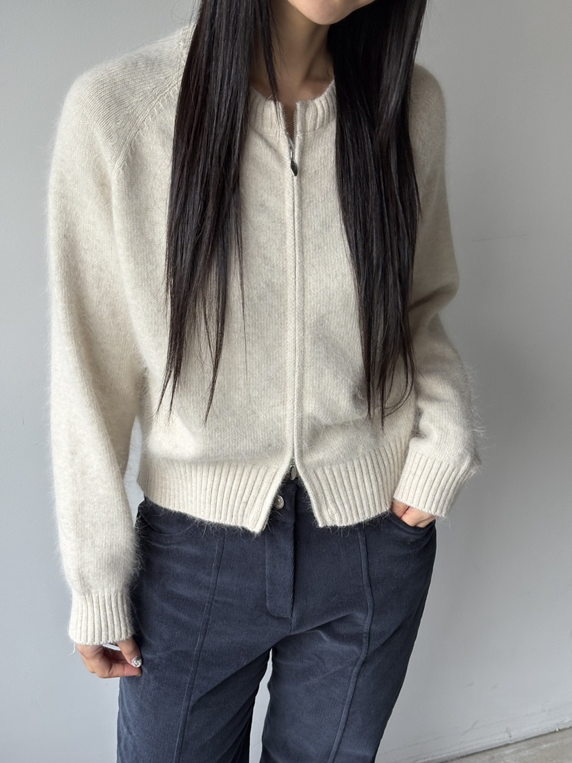 Verbena韓國直郵㊣女裝新款真品25秋冬針織衫安哥拉羊毛拉鏈開衫Verbena針織衫