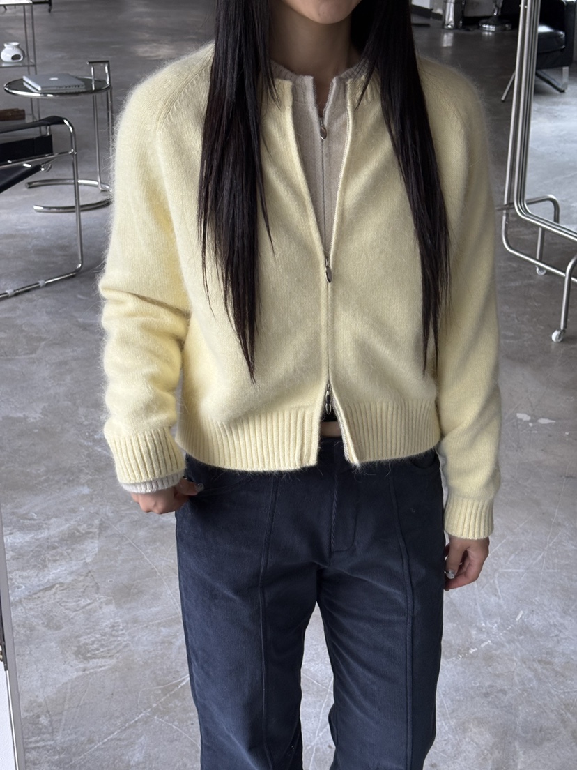 Verbena韓國直郵㊣女裝新款真品25秋冬針織衫安哥拉羊毛拉鏈開衫Verbena針織衫