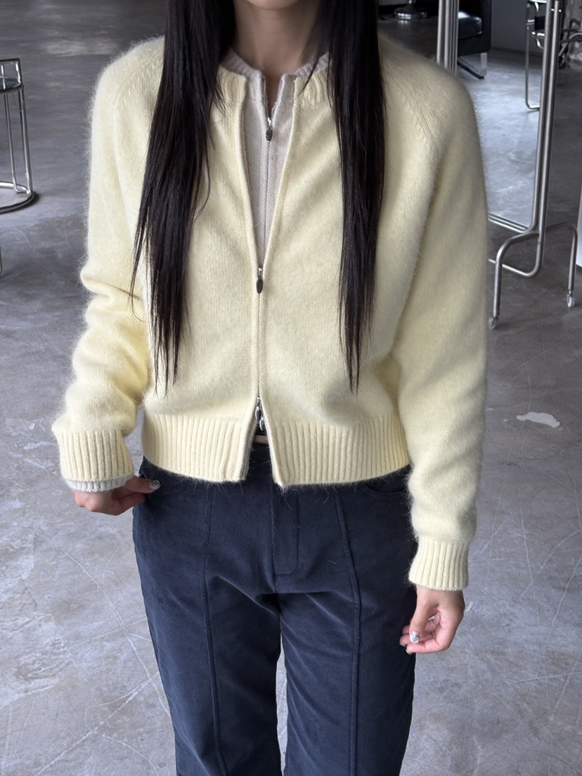 Verbena韓國直郵㊣女裝新款真品25秋冬針織衫安哥拉羊毛拉鏈開衫Verbena針織衫