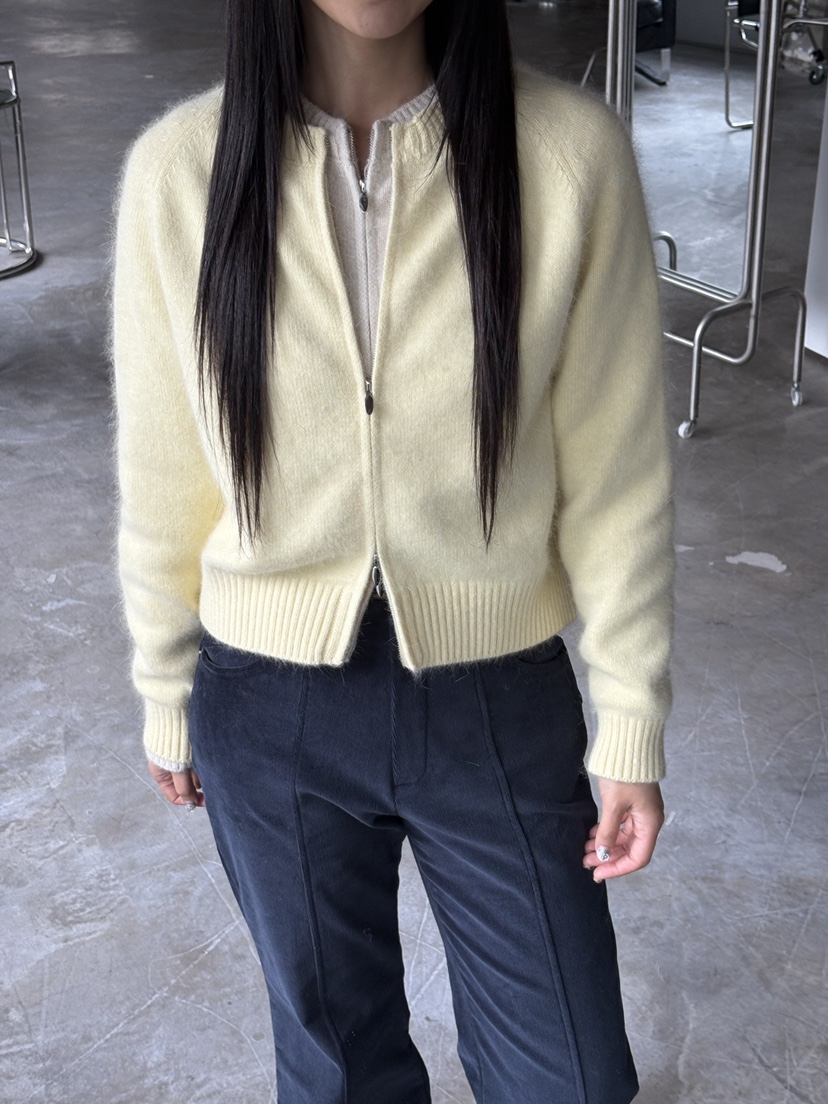 Verbena韓國直郵㊣女裝新款真品25秋冬針織衫安哥拉羊毛拉鏈開衫Verbena針織衫