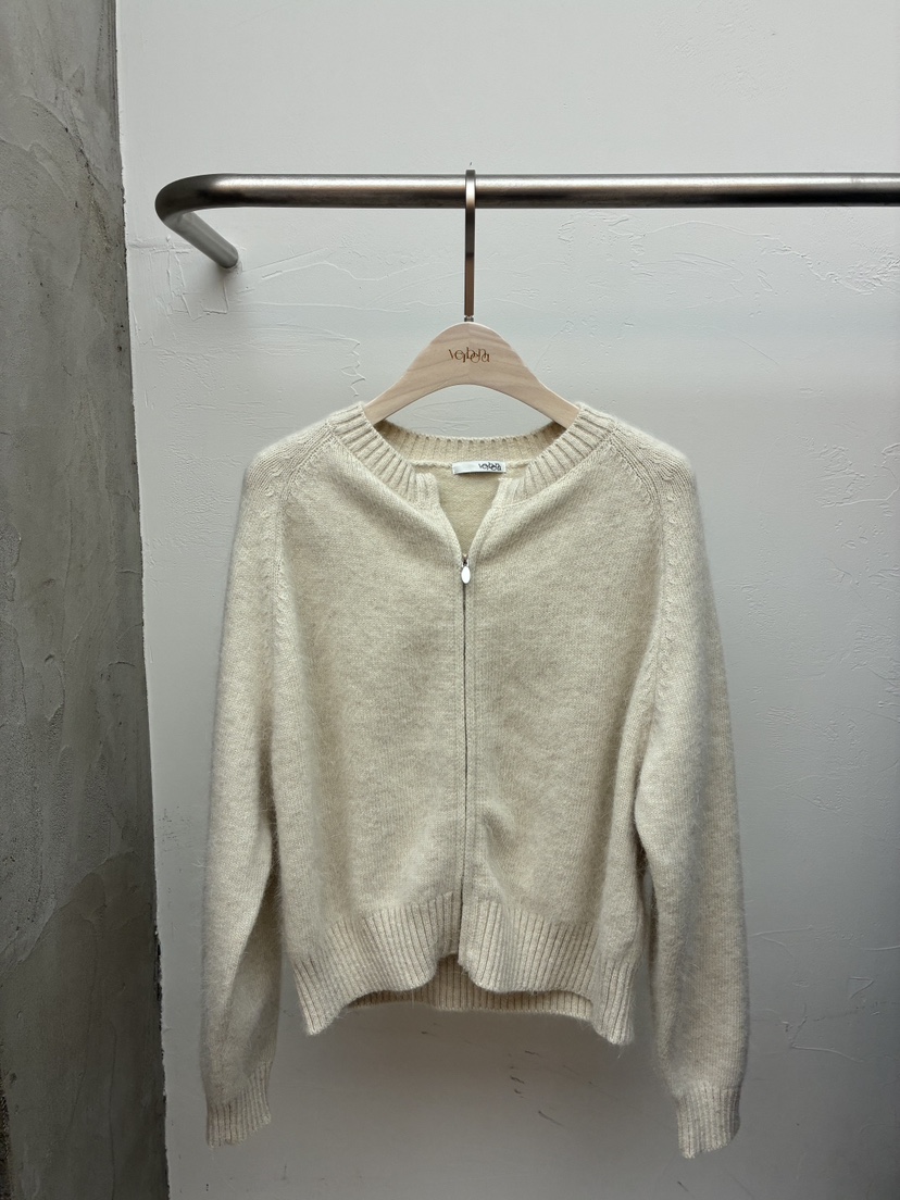 Verbena韓國直郵㊣女裝新款真品25秋冬針織衫安哥拉羊毛拉鏈開衫Verbena針織衫