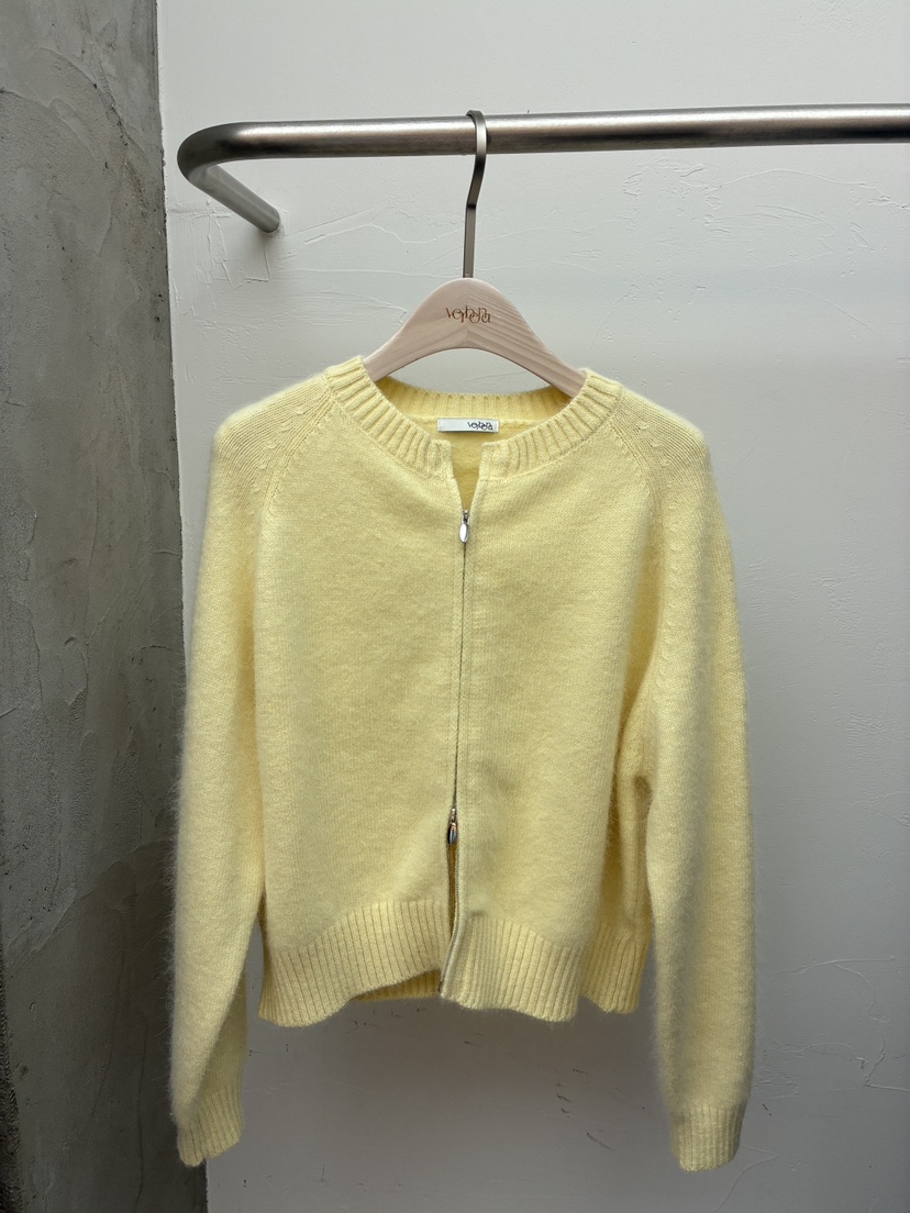 Verbena韓國直郵㊣女裝新款真品25秋冬針織衫安哥拉羊毛拉鏈開衫Verbena針織衫圖色3