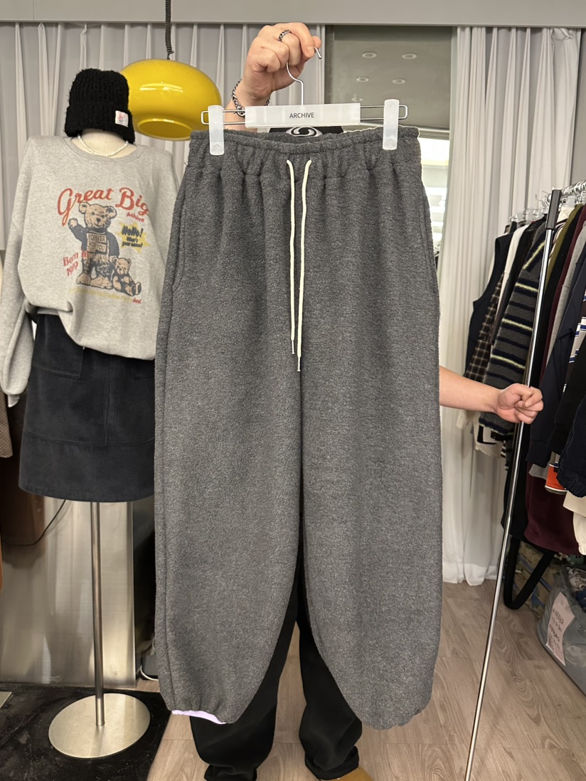 ARCHIVE-P韓國代購㊣女士新款熱賣25秋冬推薦休閑褲抓絨條紋ARCHIVE-P休閑褲