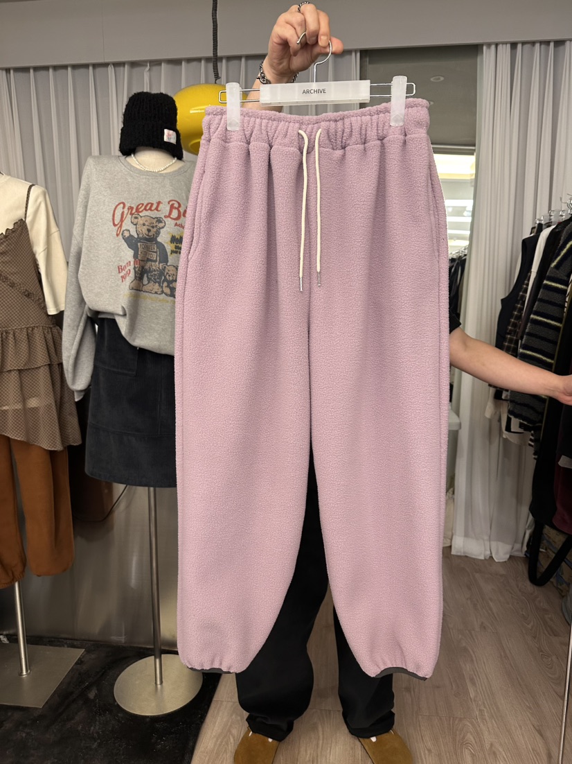 ARCHIVE-P韓國代購㊣女士新款熱賣25秋冬推薦休閑褲抓絨條紋ARCHIVE-P休閑褲圖色2