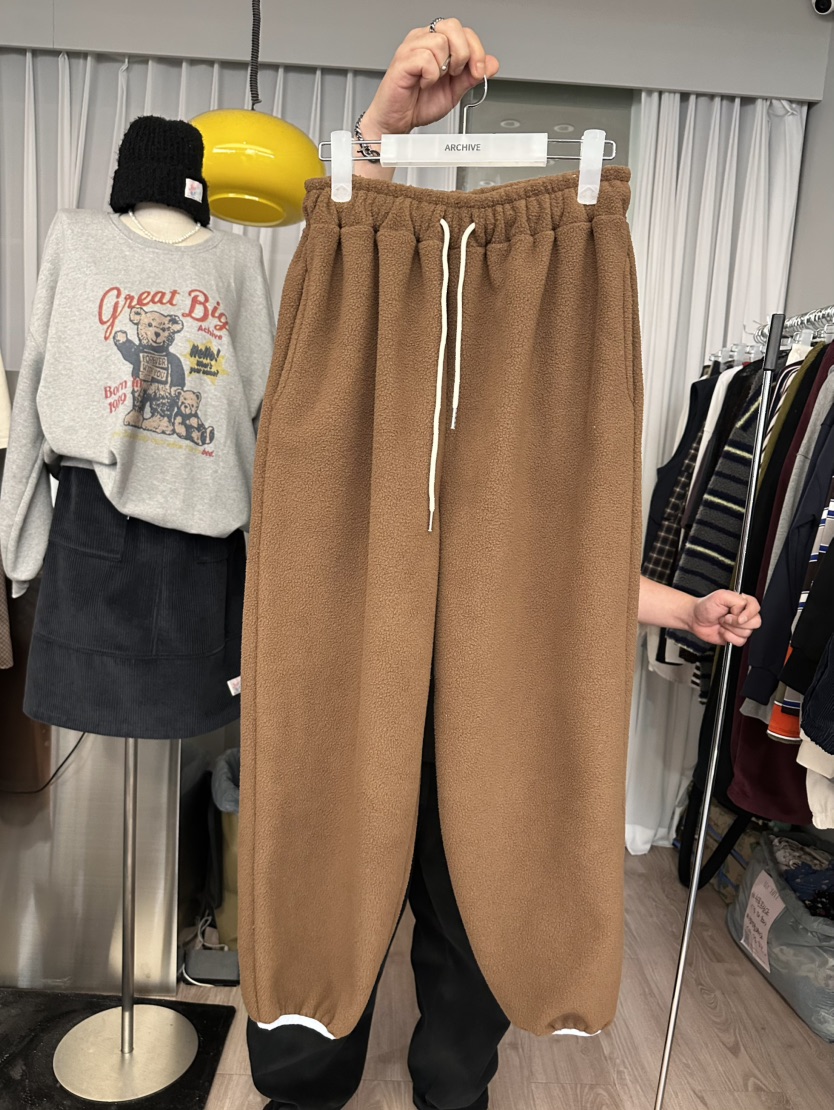 ARCHIVE-P韓國代購㊣女士新款熱賣25秋冬推薦休閑褲抓絨條紋ARCHIVE-P休閑褲圖色3