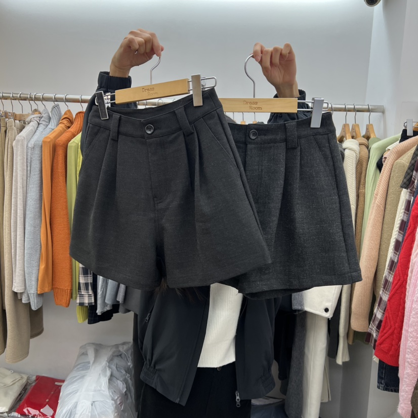 DRESS ROOM韓國代購㊣女士新品真品25秋冬熱賣休閑短褲羊毛DRESS ROOM短褲