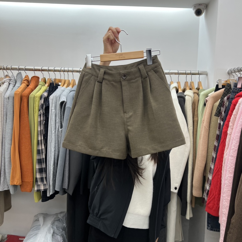 DRESS ROOM韓國代購㊣女士新品真品25秋冬熱賣休閑短褲羊毛DRESS ROOM短褲