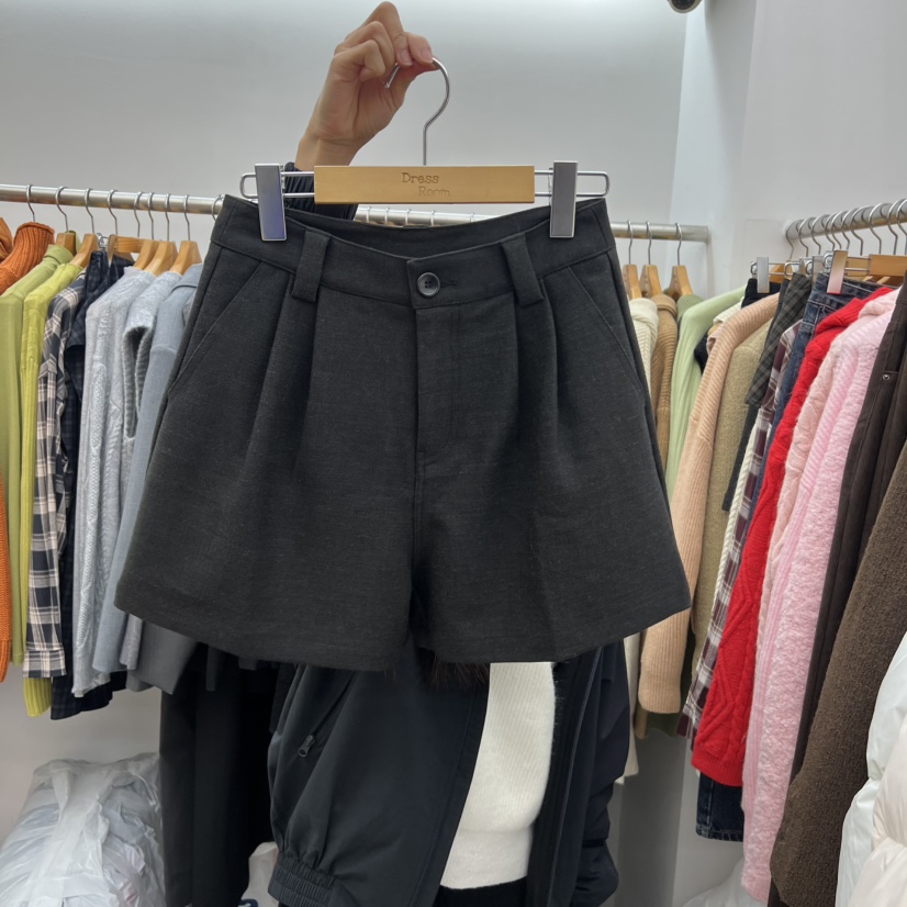 DRESS ROOM韓國代購㊣女士新品真品25秋冬熱賣休閑短褲羊毛DRESS ROOM短褲圖色3
