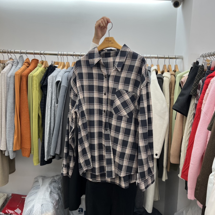 DRESS ROOM韓國直郵㊣女裝新品職業熱賣25秋冬襯衫蕾絲衫格紋DRESS ROOM襯衫/蕾絲衫圖色2