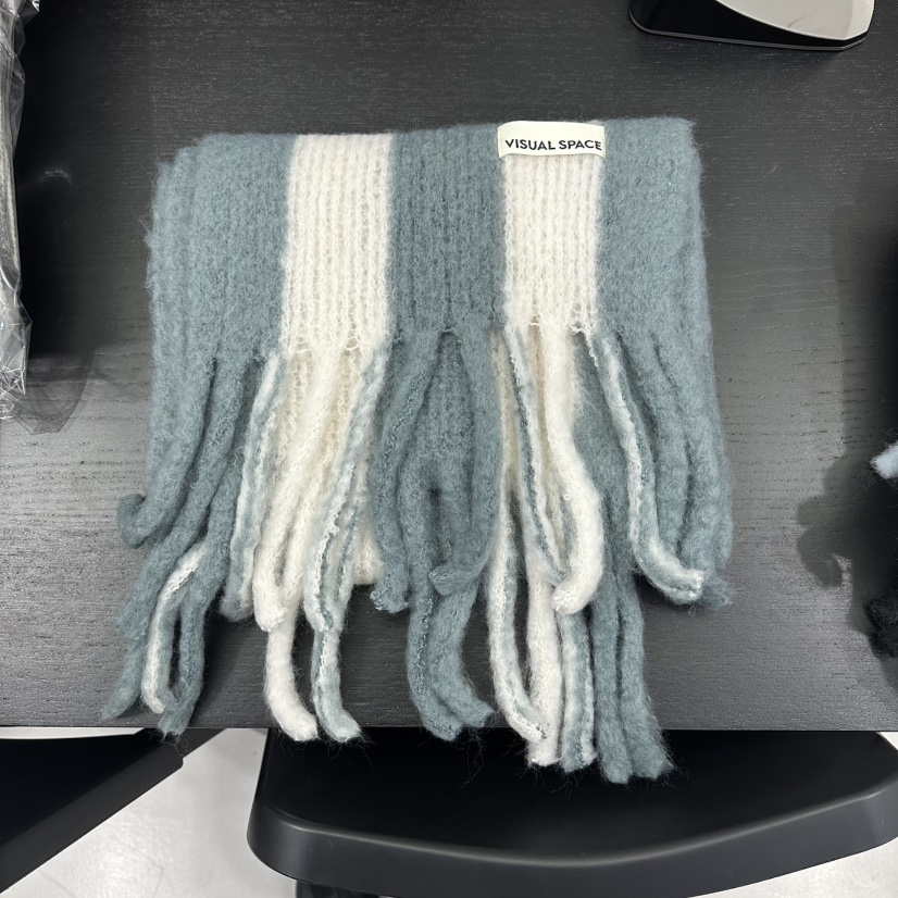 VISUAL SPACE東大門㊣實拍女士新款熱賣休閑圍巾披肩圍巾條紋VISUAL SPACE圍巾/披肩圖色4