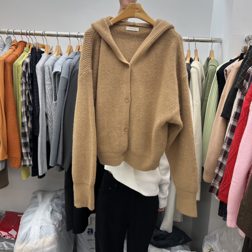 DRESS ROOM韓國直郵㊣女裝新款推薦熱賣職業針織衫開衫連帽DRESS ROOM針織衫圖色2