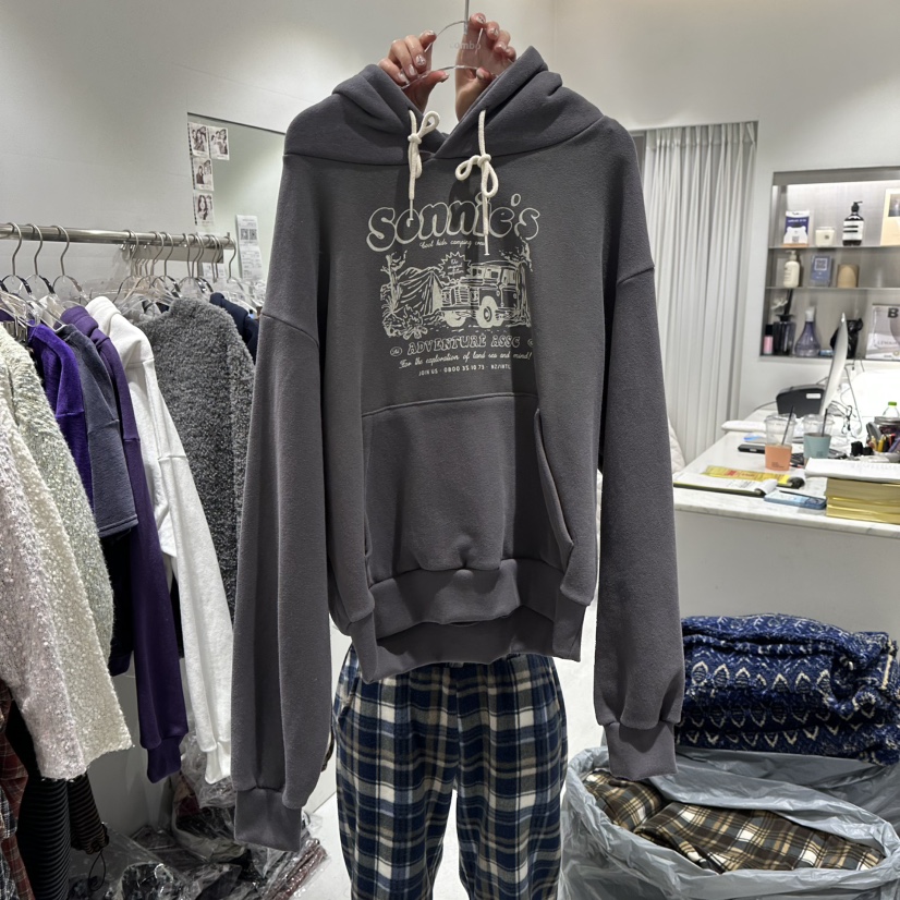 COMBO韓國直郵㊣女裝新款休閑25秋冬時尚職業推薦衛衣加絨復古COM_BO衛衣圖色2