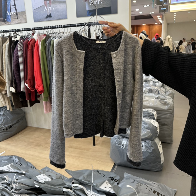 ARR韓國直郵㊣女裝新款真品人氣休閑職業時尚針織衫假兩件開衫ARR針織衫