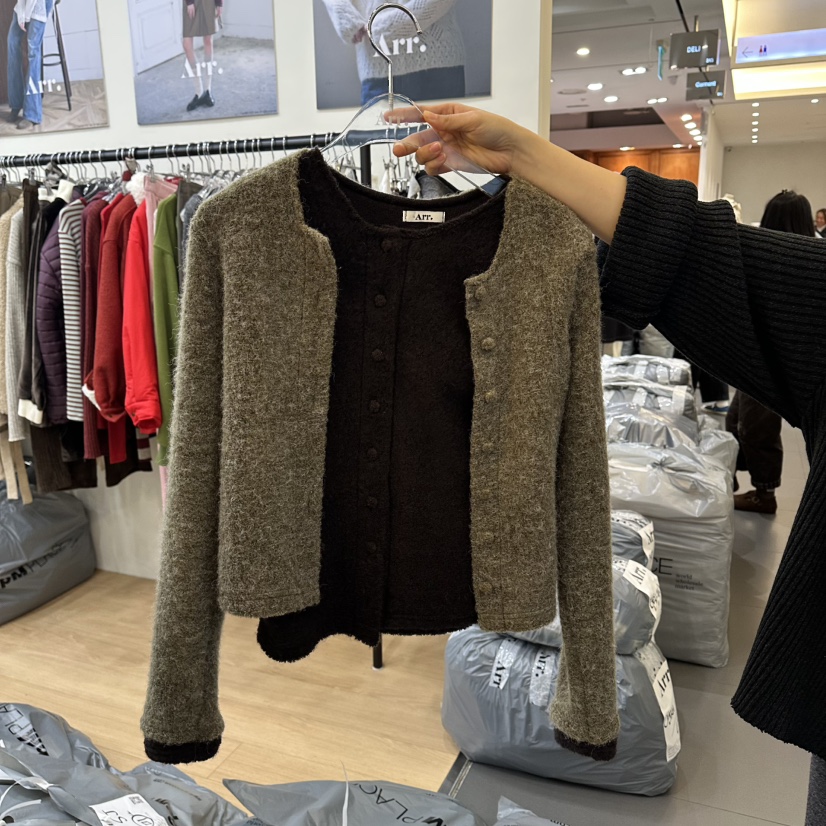 ARR韓國直郵㊣女裝新款真品人氣休閑職業時尚針織衫假兩件開衫ARR針織衫圖色3