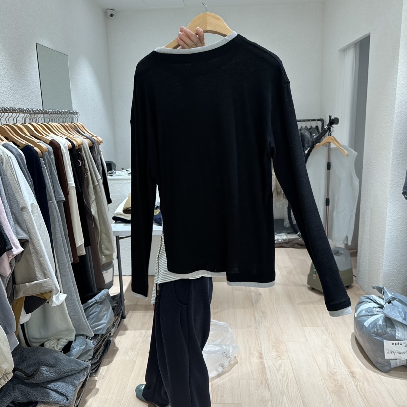 EPIC-S韓國直郵㊣女裝新品休閑人氣時尚推薦25秋冬長袖T恤羊毛EPIC-S長袖T恤