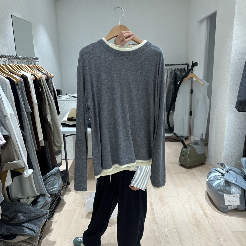 EPIC-S韓國直郵㊣女裝新品休閑人氣時尚推薦25秋冬長袖T恤羊毛EPIC-S長袖T恤圖色2
