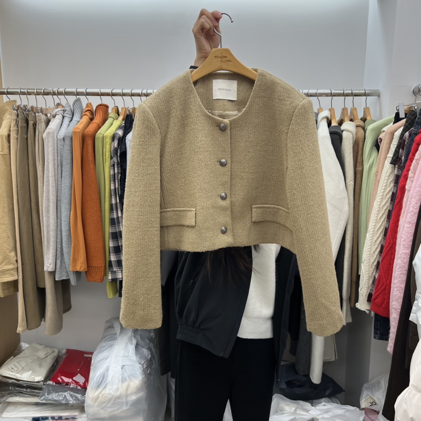 DRESS ROOM韓國直郵㊣女士新品人氣25秋冬熱賣真品夾克粗花呢DRESS ROOM夾克