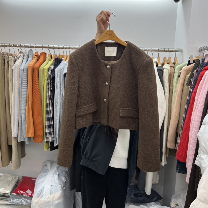 DRESS ROOM韓國直郵㊣女士新品人氣25秋冬熱賣真品夾克粗花呢DRESS ROOM夾克圖色2