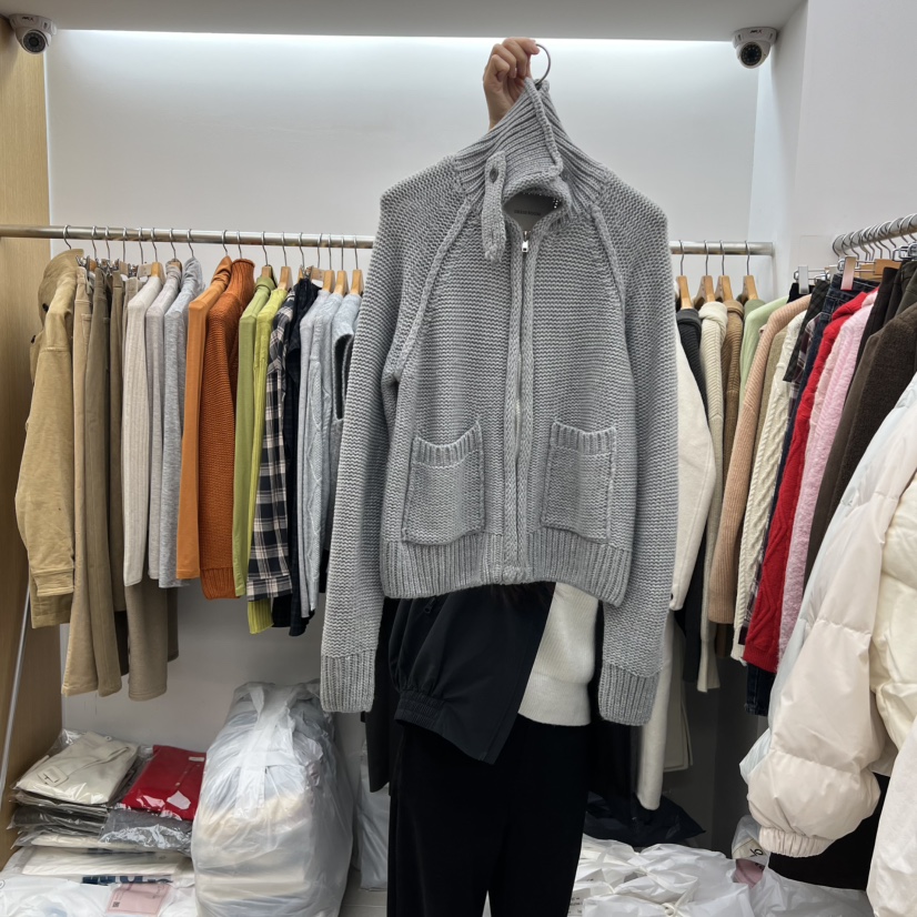 DRESS ROOM東大門㊣實拍女士新品25秋冬職業人氣針織衫拉鏈DRESS ROOM針織衫圖色3