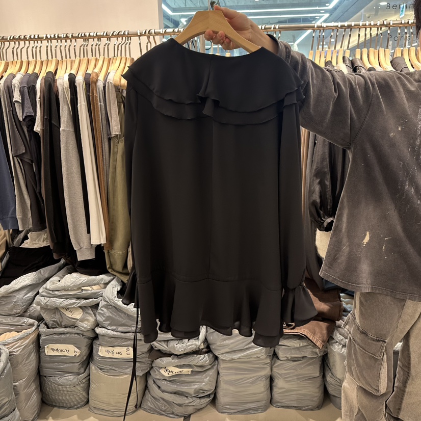 HONG.U東大門㊣實拍女裝新品25秋冬推薦休閑連衣裙荷葉邊雪紡HONG.U連衣裙