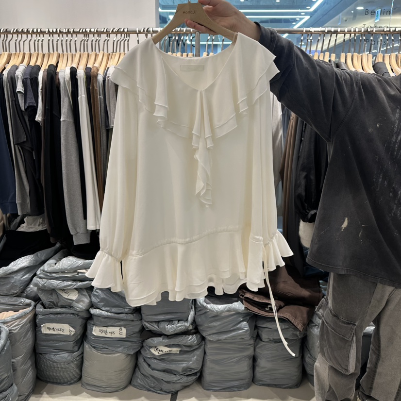 HONG.U東大門㊣實拍女裝新品25秋冬推薦休閑連衣裙荷葉邊雪紡HONG.U連衣裙