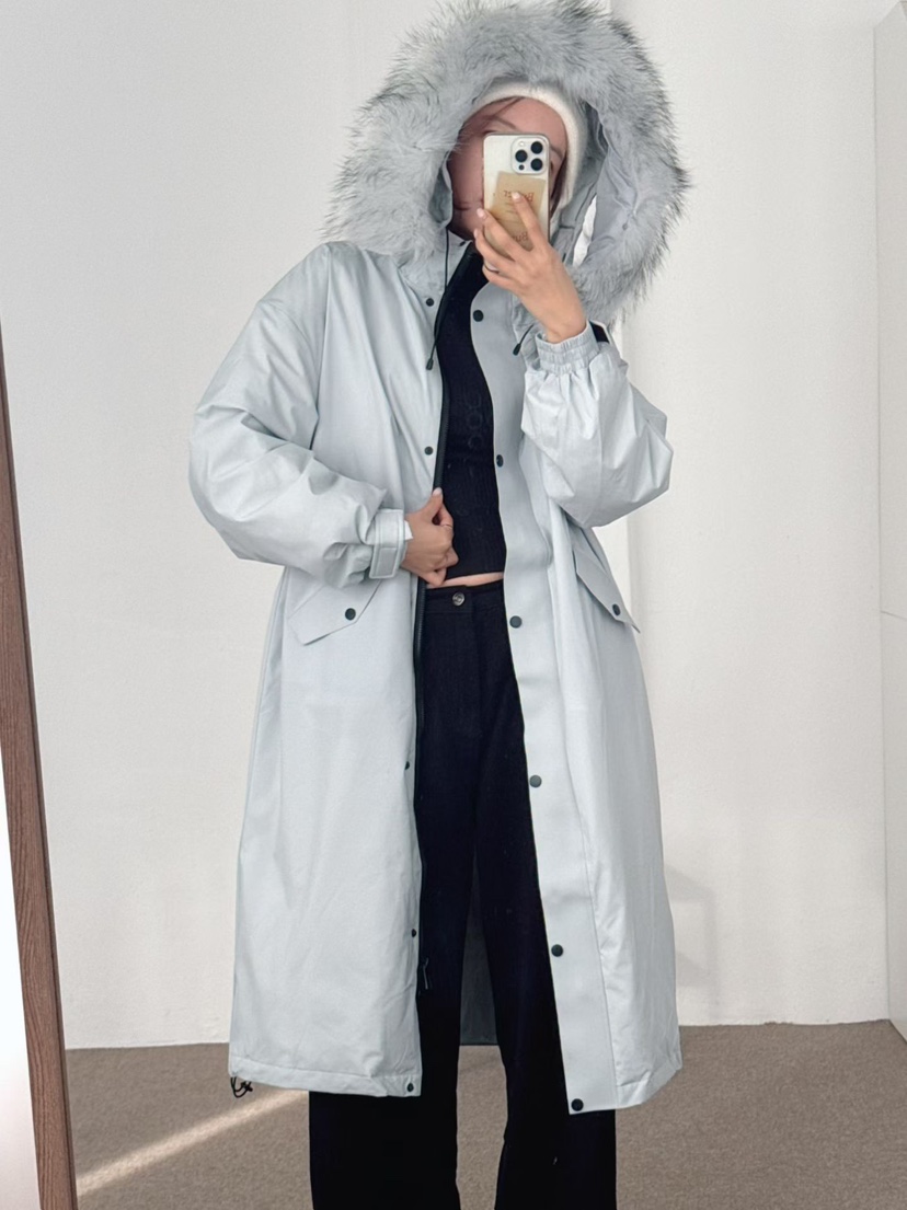 BUTTER-P東大門㊣代購女士新款推薦人氣長款羽絨服浣熊鴨絨BUTTER-P長款羽絨服