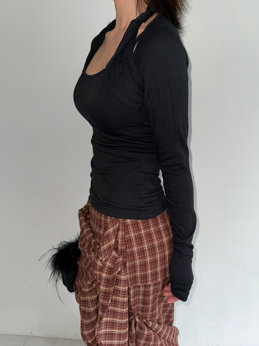 AWESOMESAUCE韓國代購㊣女裝新品25秋冬真品推薦熱賣長袖T恤AWESOME SAUCE長袖T恤