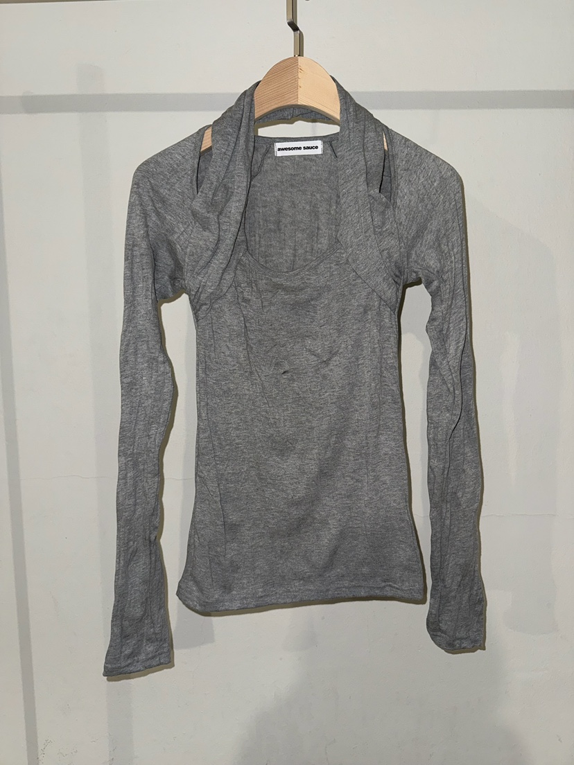 AWESOMESAUCE韓國代購㊣女裝新品25秋冬真品推薦熱賣長袖T恤AWESOME SAUCE長袖T恤