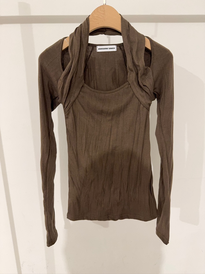 AWESOMESAUCE韓國代購㊣女裝新品25秋冬真品推薦熱賣長袖T恤AWESOME SAUCE長袖T恤