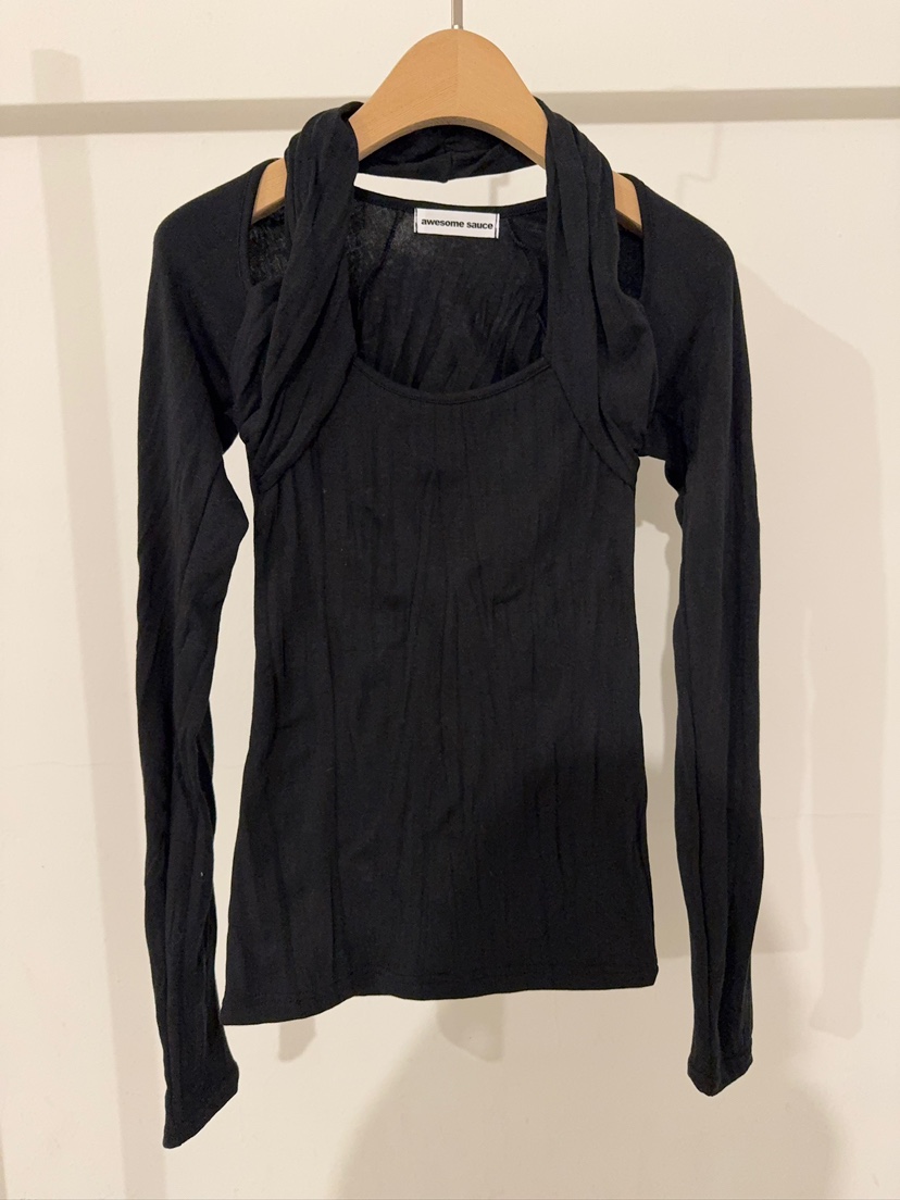 AWESOMESAUCE韓國代購㊣女裝新品25秋冬真品推薦熱賣長袖T恤AWESOME SAUCE長袖T恤