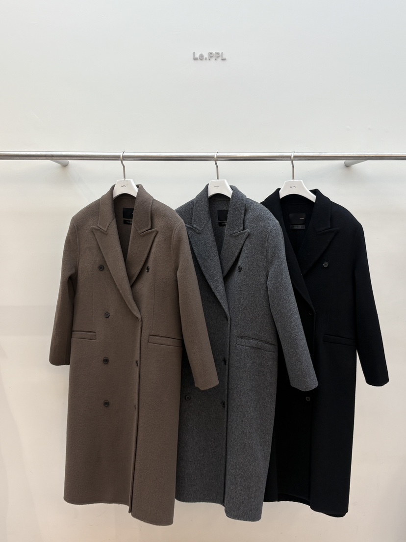 LE-PPL韓國代購㊣女裝新品職業推薦中長款大衣不含披肩手工LE-PPL中長款大衣