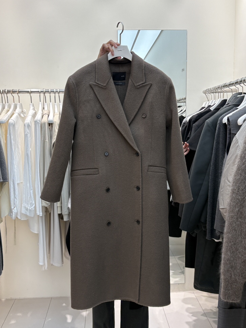 LE-PPL韓國代購㊣女裝新品職業推薦中長款大衣不含披肩手工LE-PPL中長款大衣圖色2