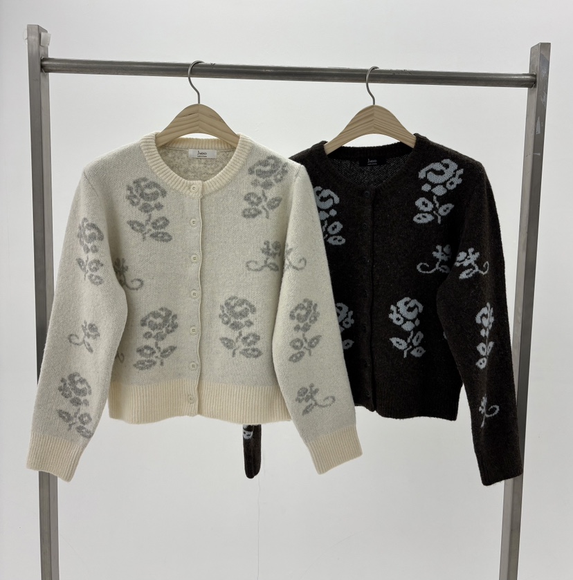 JMIND東大門㊣代購女士新品時尚25秋冬推薦真品毛衣花朵開衫JMIND毛衣