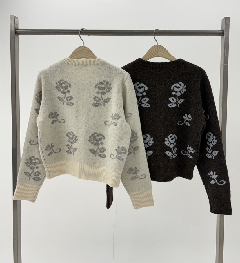 JMIND東大門㊣代購女士新品時尚25秋冬推薦真品毛衣花朵開衫JMIND毛衣