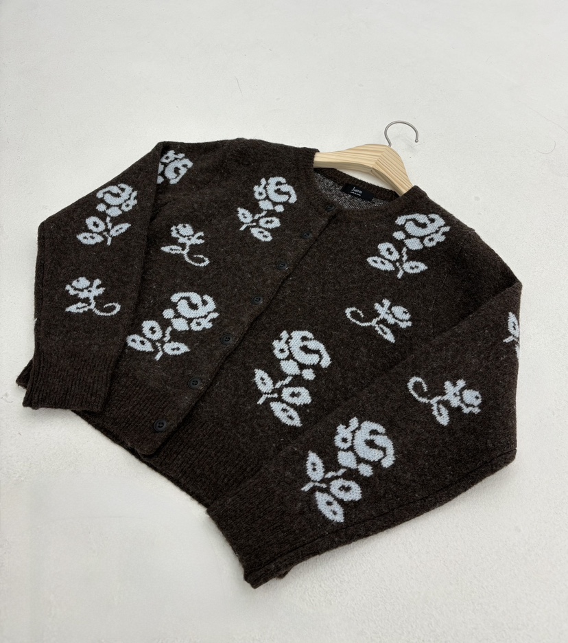 JMIND東大門㊣代購女士新品時尚25秋冬推薦真品毛衣花朵開衫JMIND毛衣