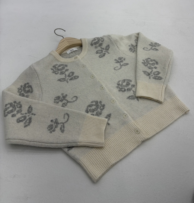 JMIND東大門㊣代購女士新品時尚25秋冬推薦真品毛衣花朵開衫JMIND毛衣