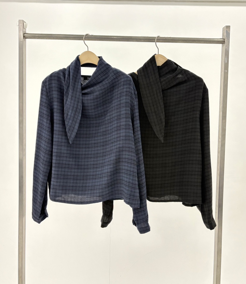 JMIND韓國代購㊣女士新款職業時尚25秋冬休閑襯衫蕾絲衫格紋JMIND襯衫/蕾絲衫