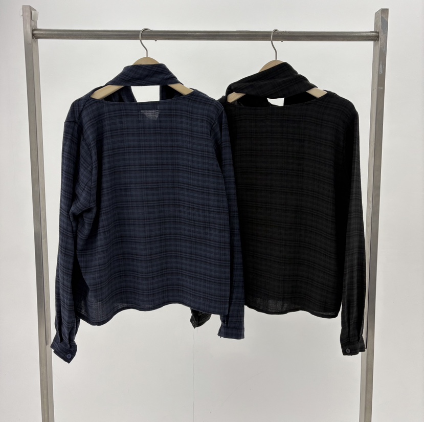 JMIND韓國代購㊣女士新款職業時尚25秋冬休閑襯衫蕾絲衫格紋JMIND襯衫/蕾絲衫