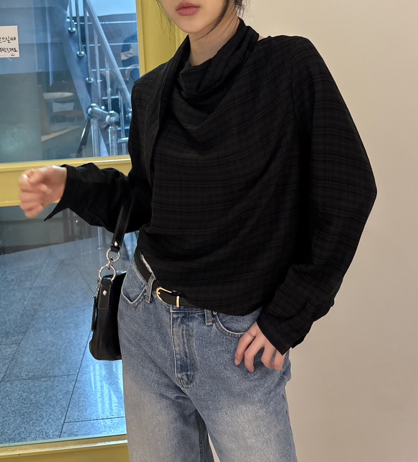 JMIND韓國代購㊣女士新款職業時尚25秋冬休閑襯衫蕾絲衫格紋JMIND襯衫/蕾絲衫圖色2